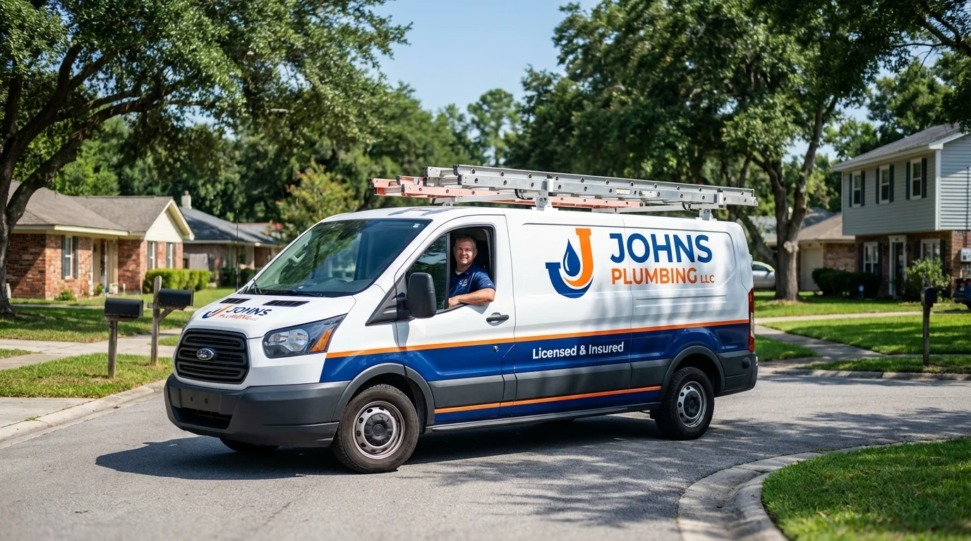 Johns Plumbing LLC service van in Blairsville, GA