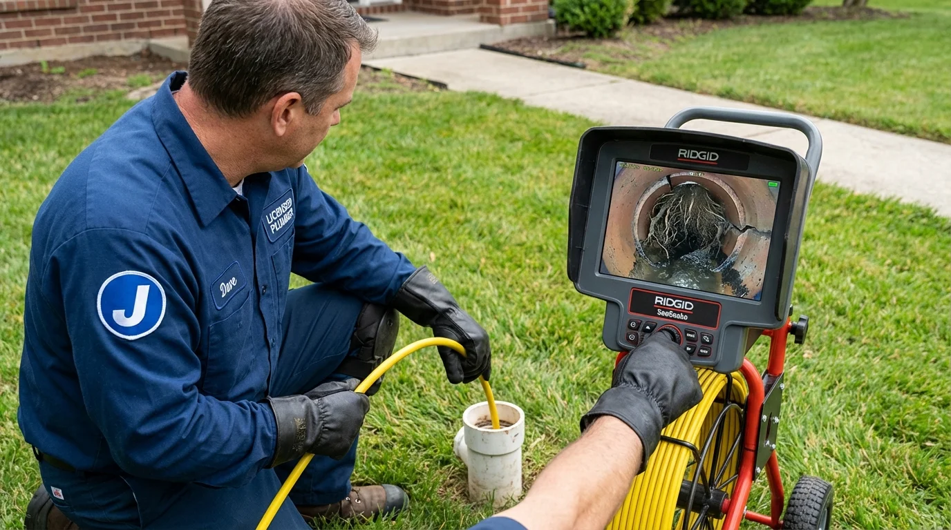 Sewer camera inspection being performed by Johns Plumbing LLC in Blairsville