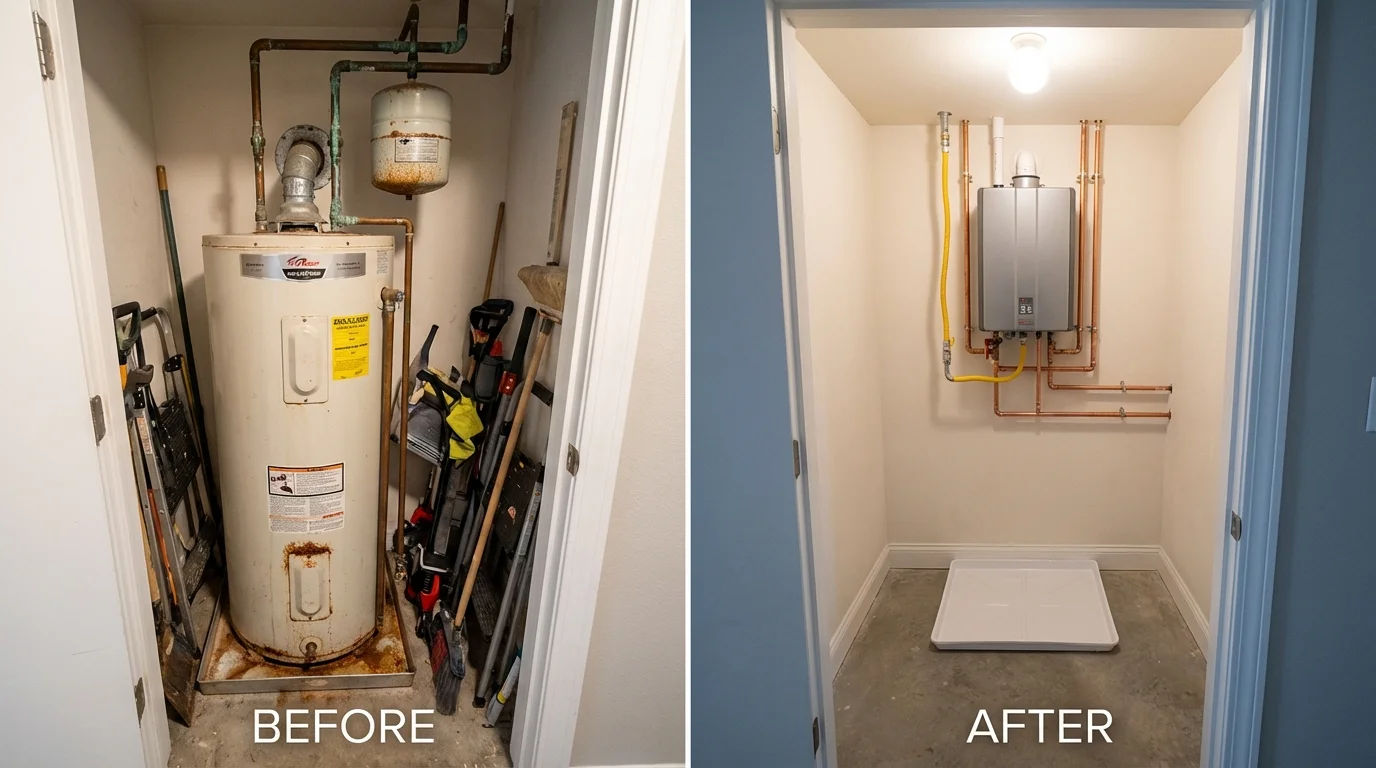 Tank water heater versus wall-mounted tankless unit comparison for Blairsville, GA homeowners