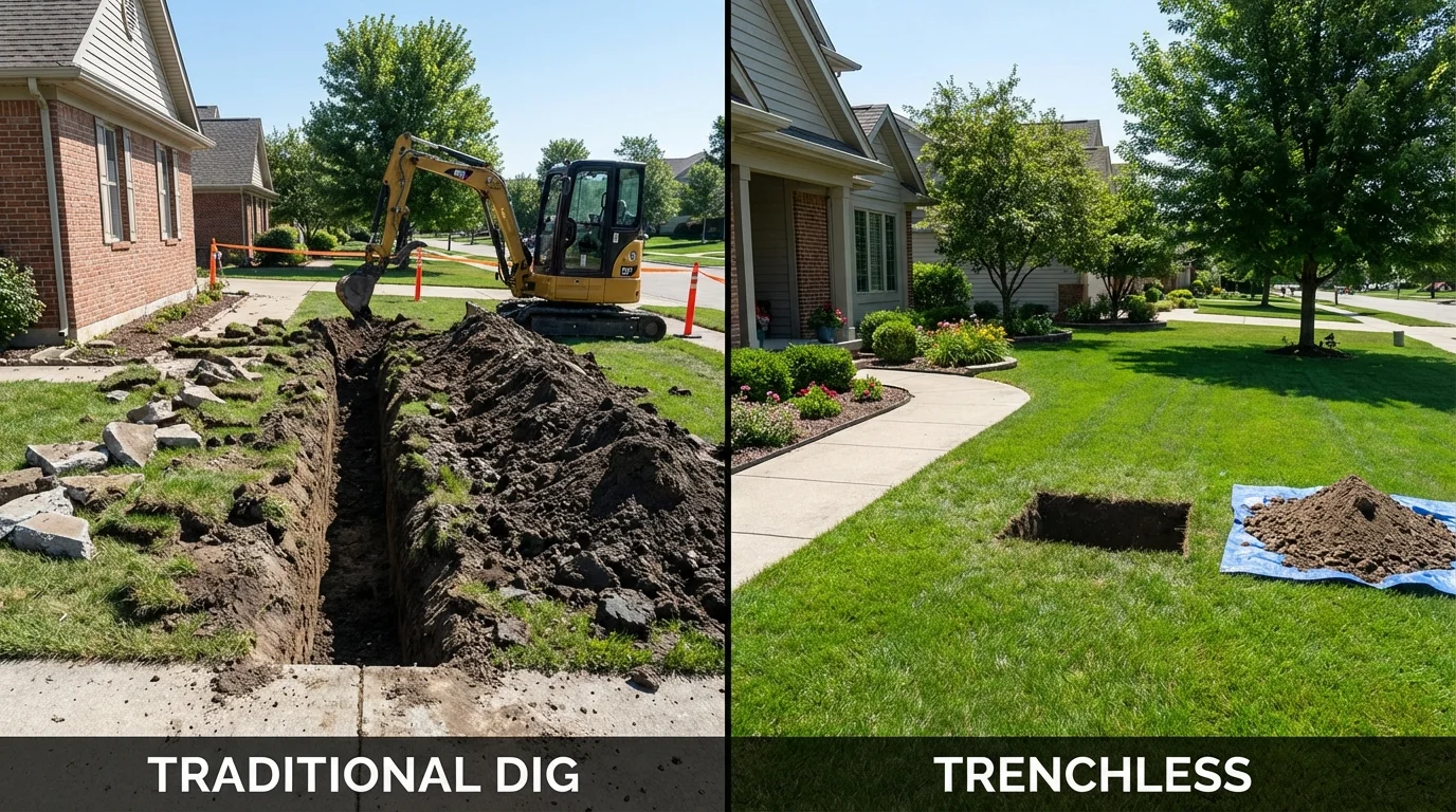 Trenchless sewer repair with minimal yard damage versus traditional excavation in Blairsville, GA